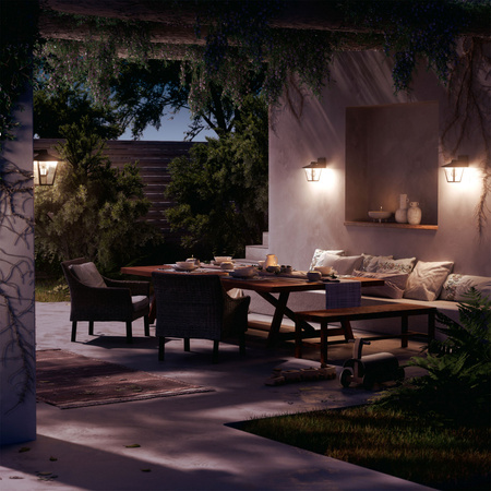 Záhradná nástenná lampa Vonkajšia lampa E27 IP44 čierna Kinno Philips