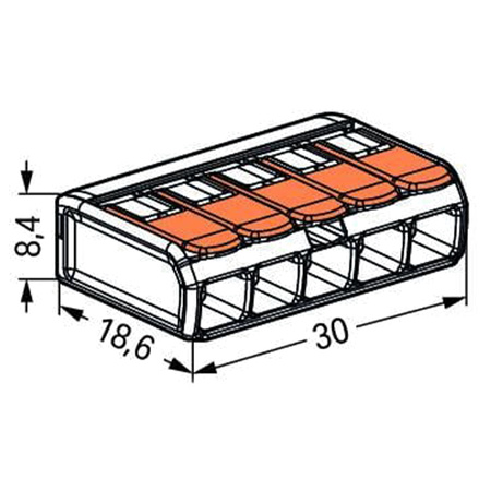 221-415 rýchlospojka pre drôt 5x0,2-4 mm WAGO