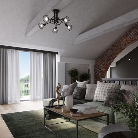 Závesné stropné svietidlo 3x E14 Luster Geometrický Geometrický čierny Moderný Artemis Sollux