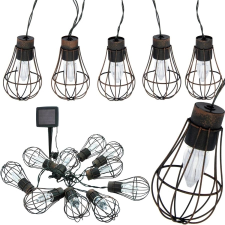 Solárna LED záhradná reťaz Loft Ornamental 3,8 m 10x závesné žiarovky
