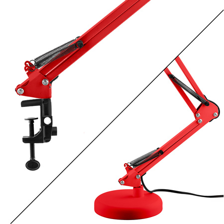 Stolová kresliaca lampa E27 TOBI Red Lumiled + stolový držiak