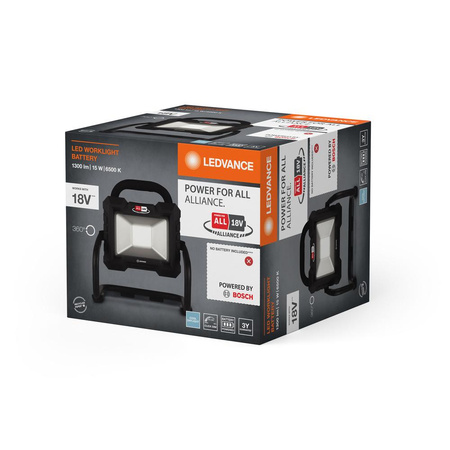 LED reflektor 15W 1300lm 6500K studený stmievateľný dobíjateľnýotočnou hlavou čierne pracovné svetlá Ledvance