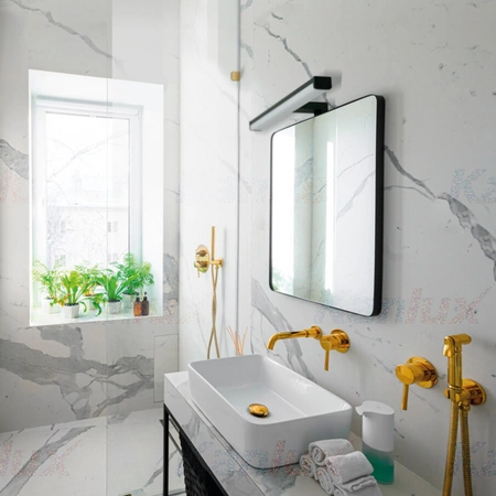 Kúpeľňové nástenné svietidlo nad zrkadlo LED 8W 590lm 4000K, neutrálna biela Obdĺžnikové čierne IP44 Astim Kanlux