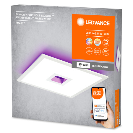 LED panelové stropné svietidlo Inteligentné 24W 1550lm CCT RGBW Stmievateľné 45cm biele SMART+ WiFi Ledvance