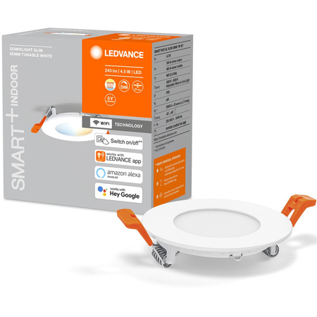 LED SPOT 4,5 W 240 lm stmievateľný CCT Round 8,5 cm biely SMART+ WiFi Downlight Ledvance svietidlo na zapustený panel