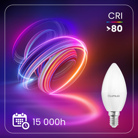 LED žiarovka E14 sviečka B35 2,5W = 25W 249lm 6500K studená biela 180° LUMILED