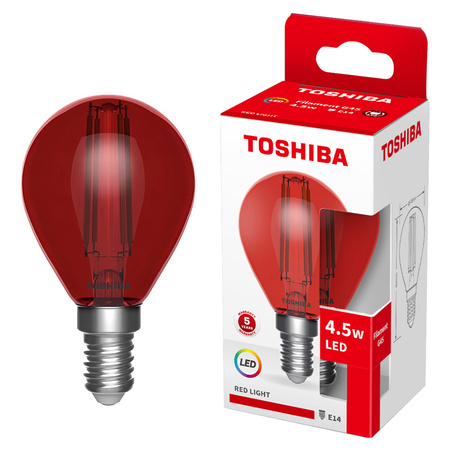 LED žiarovka E14 G45 4,5W Filament Red TOSHIBA
