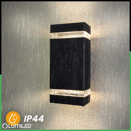 Záhradné nástenné svietidlo zhora nadol GU10 čierne hliníkové HEDERA LUMILED