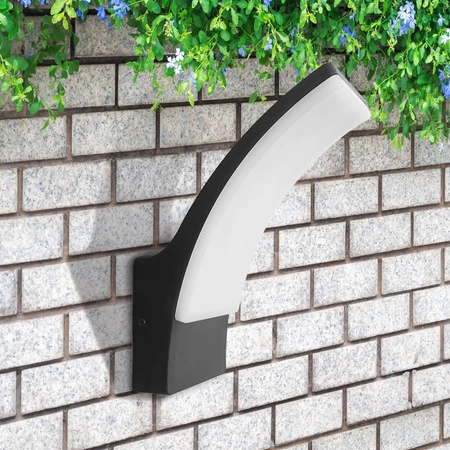 Nástenná LED vonkajšia fasádna lampa 12W 1600lm 4000K, neutrálna biela 180° Čierna IP44 Amy Sanico Goldlux