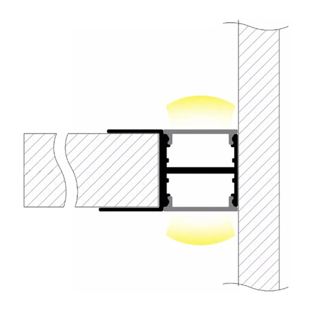 Hliníkový eloxovaný profil pre LED pásy KM48 Silver Povrch regálu 1 m + priehľadné tienidlo + koncové krytky