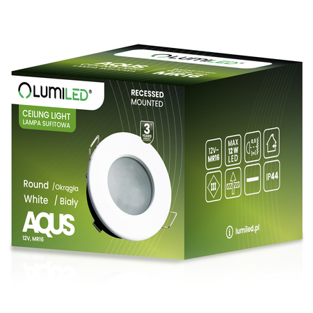 LED MR16 Kruhové biele svietidlo AQUS Lumiled Halogénové svietidlo na zapustenú montáž