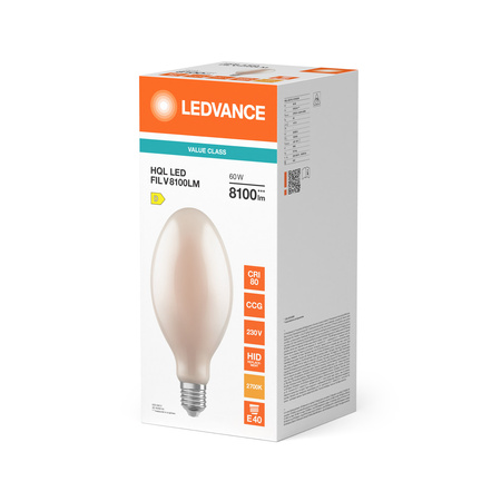 LED žiarovka E40 60W = 250W 8100lm 2700K teplá biela 360° Filament HQL Ledvance