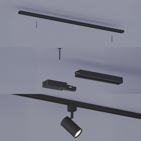 Súprava závesnej lišty 1 m + 3x LED GU10 jednofázový reflektor na lištu čierny EasyLink Zilo Philips