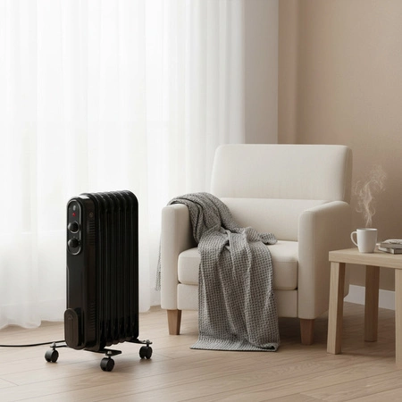 Olejový ohrievač 1500W s nastaviteľným termostatom biely Sanico Goldlux