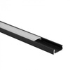 Hliníkový povrchový profil LED čierny 2 m s matným difúzorom pre LED pásy + krytky Ecolight série N