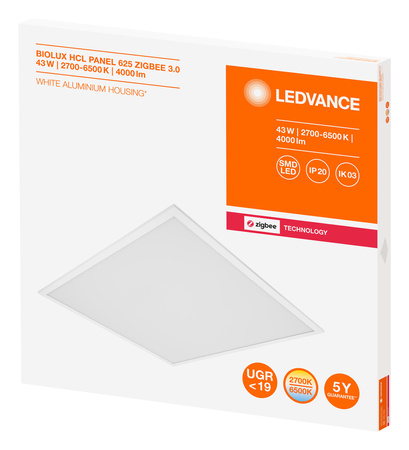 LED panelové stropné svietidlo nástenné 43W 4000lm CCT stmievateľné zapustené štvorcové biele SMART+ ZigBee Ledvance