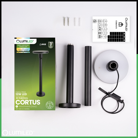 CCT LED 12W 3000-6500K IP65 CORTUS LUMILED vonkajšie záhradné stĺpové svietidlo