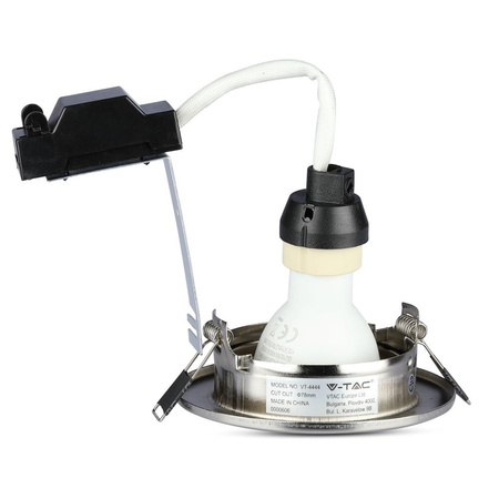 3x Zapustené svietidlo na zapustenie Satin Nickel + LED žiarovka GU10 5W 3000K VT-4444 V-TAC