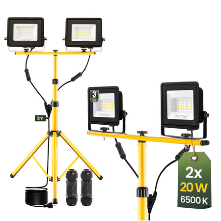 Svetlomet LED Kit Lamp 2x 20W Pracovný stavebný statív 6500K