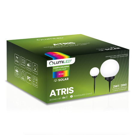 LED ATRIS Solárne záhradné svietidlo poháňané zemnou bielou guľou 15 cm RGB LUMILED