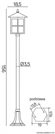 Záhradná lampa Vonkajšia stĺpová lampa E27 Benátky K 5002/1/KW 156cm čierna Su-Ma