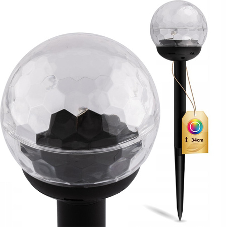 RGB IP44 34 cm súmrakový senzor LED solárne záhradné guľové svetlo