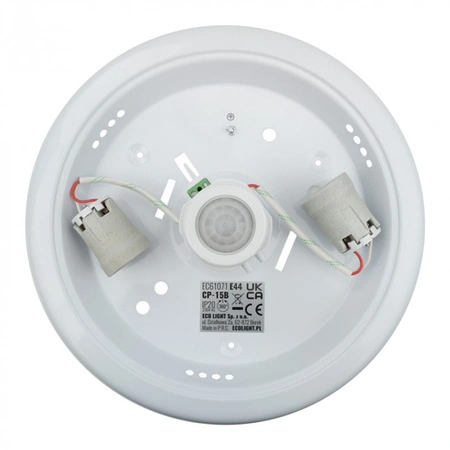 Stropné svietidlo LED Plafond 2x E27 Glass Round so senzorom pohybu a súmraku Ecolight