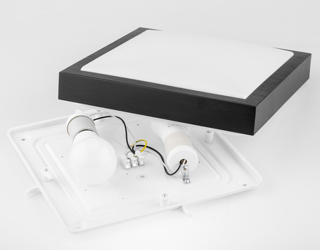 Plafond Stropné svietidlo 2x E27 Kúpeľňa Povrchová montáž 140° IP44 Square Black Solen Masterled