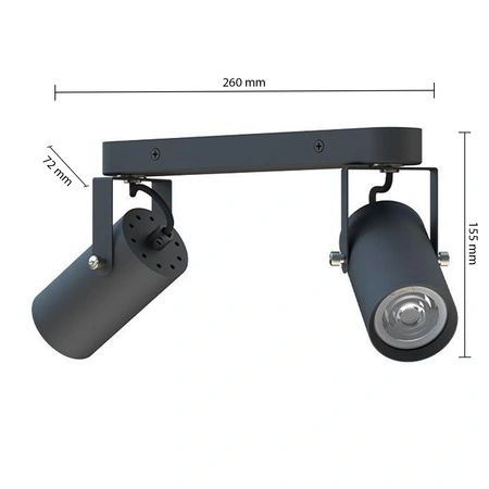 Stropné svietidlo Spot Tuba Reflektor Halogénové svietidlo 2x GU10 Moving Black Simon Masterled
