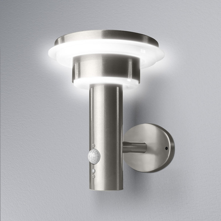 Vonkajšie nástenné svietidlo LED 6W 400lm 3000K IP44 Silver so senzorom pohybu a súmraku Endura Ledvance