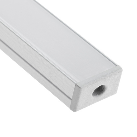 eloxovaný hliníkový profil pre LED KM35 Silver Povrchová montáž 1m + Mliečny kryt + Koncové krytky