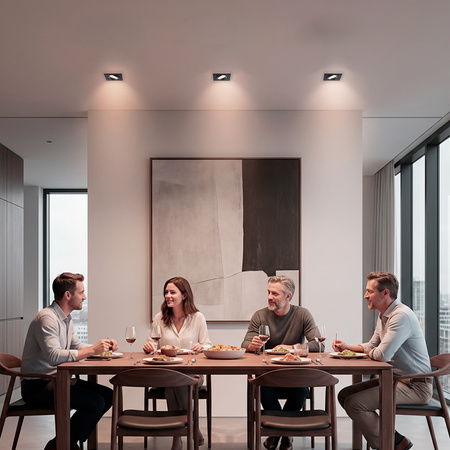 Svietidlo HALOGEN na zapustenú montáž Pohyblivé štvorcové svietidlo PICTOR Black Sheet MR16 GU10