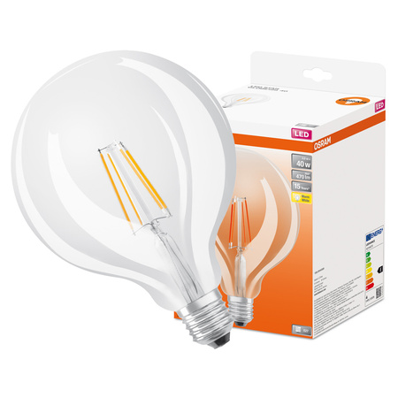 LED žiarovka G125 Sphere E27 4W = 40W 470lm 2700K teplá biela 300° Retrofit Filament CLASSIC Osram