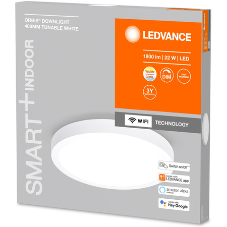 LED SPOT 22W 1800lm stmievateľný CCT okrúhly 40cm biely SMART+ WiFi Downlight Ledvance zapustené panelové svietidlo