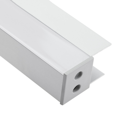 Hliníkový eloxovaný profil pre LED pásy KM48 Silver Povrch regálu 2 m + mliečne tienidlo + koncovky