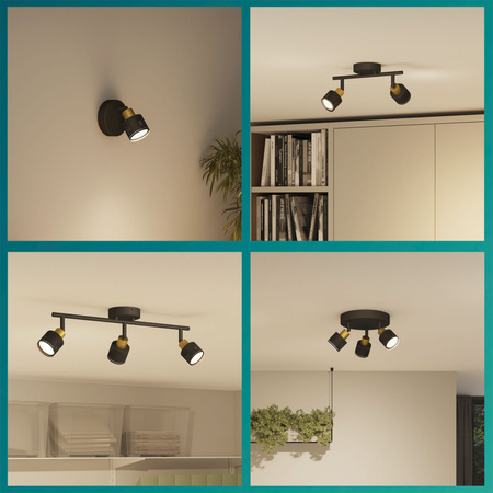 Reflektorové stropné svietidlo 4x GU10 čierno-medené Niall Philips