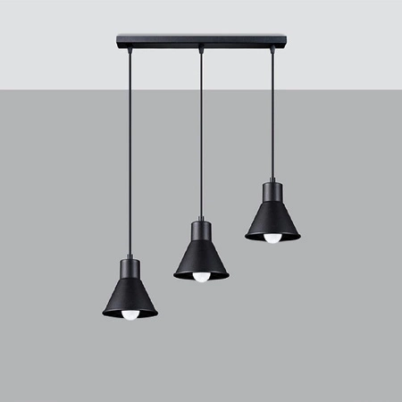 SPOT TUBA 3x E27 Závesné svietidlo na povrchovú montáž Geometrické čierne Moderné svietidlo Sollux