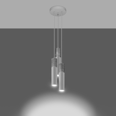 SPOT TUBA 3x GU10 Závesné svietidlo s povrchovou montážou Tubular White Grey Modern Borigio Sollux