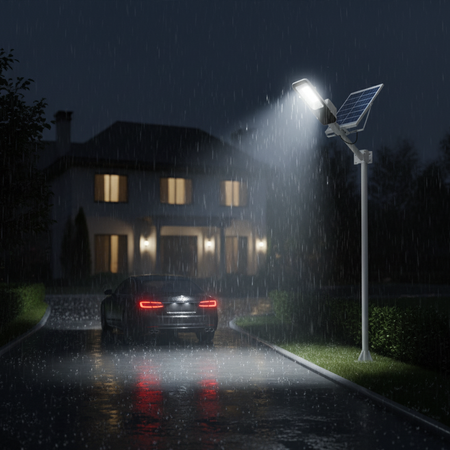 Solárna pouličná lampa LED 1200W 120000lm 6500K Studený súmrak Senzor POWERFUL Záhradná lampanastaviteľným panelom + rukoväť a diaľkové ovládanie