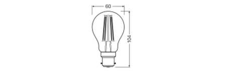 LED žiarovka A60 B22d 5,9W = 60W 806lm 2700K teplá biela 300° Filament Classic Ledvance