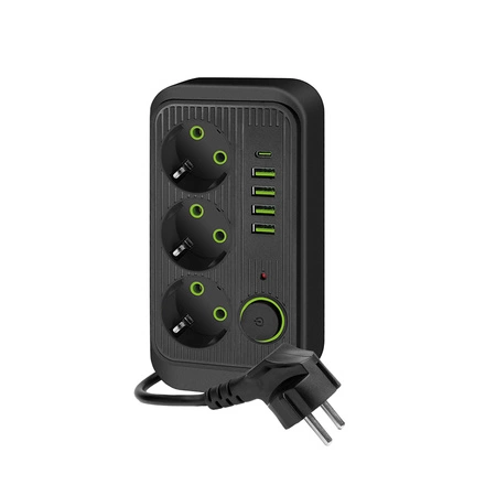 Sieťový predlžovací kábel 3x uzemnená zásuvka Napájací pásik 4x USB USB-C Vypínač 1,5 m Linea Pro Kobi