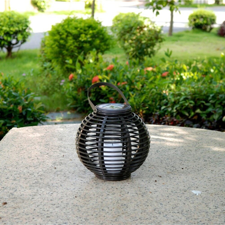 Záhradné LED solárne závesné svietidlo čierne oválne s efektom plameňa