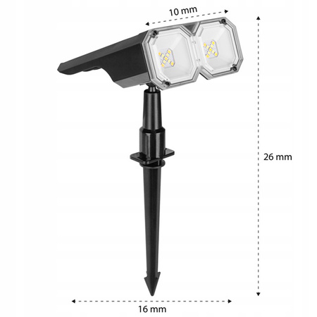 Solárne poháňaná vonkajšia LED lampa na pól 1,8 W 2700/6500K CCT so súmrakovým senzorom Black Masterled