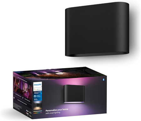 Záhradné nástenné LED vonkajšie fasádne svietidlo 20,4 W 1020 lm IP44 Biela a farebná Ambiance RGB + TW Black Smart SMART Zigbee Bluetooth Dymera Philips HUE