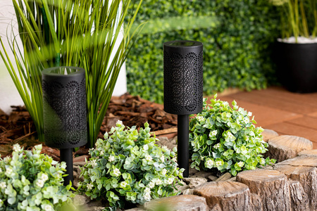 LED solárna záhradná pochodeň Vonkajší stĺp 1,2 W 1600K, teplá biela so súmrakovým senzorom IP44 čierna Masterled