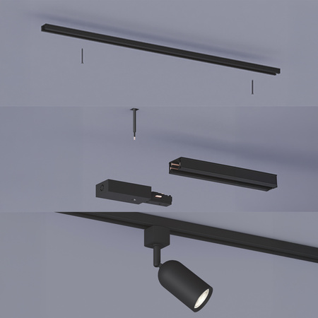 Súprava závesného osvetlenia autobusu 1m + 3x LED GU10 jednofázová čierna EasyLink Shea Philips