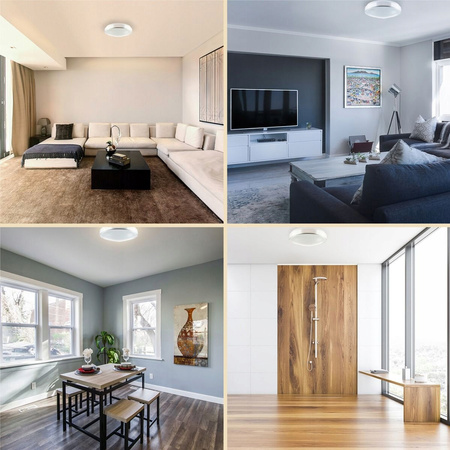 Plafond Stropné svietidlo 2x E27 Kúpeľňa Povrchová montáž 140° so snímačom pohybu IP44 Okrúhla strieborná Solen Masterled