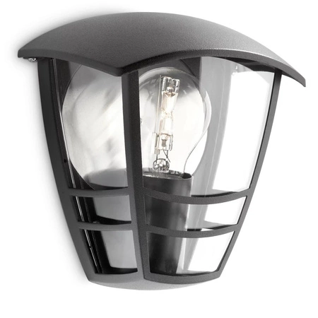 Záhradné nástenné svietidlo Vonkajšia lampa E27 IP44 Black Creek Philips