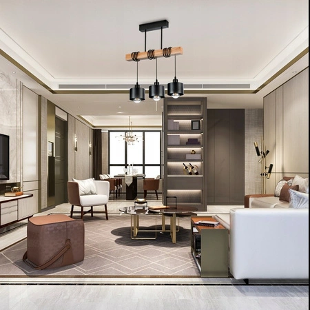 Masterled Stropné svietidlo 3x E27 Čierno-hnedé závesné svietidlo Elza