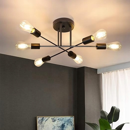 Luster Stropné závesné svetlo Dekoratívne 6x E27 Čierna 70cm Masterled